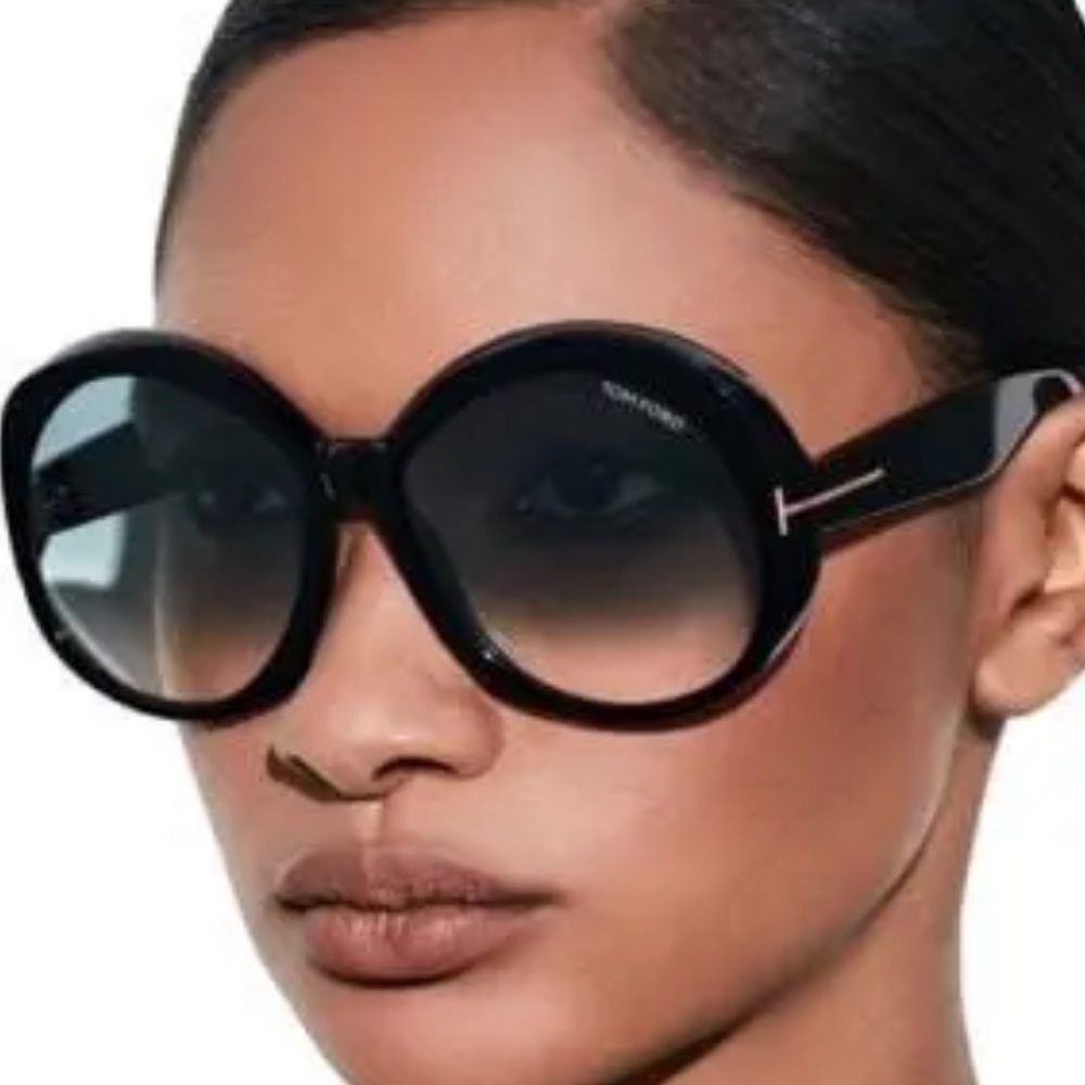 NEW FT1011/S 01B TOM FORD GEORGIA-02 TF1011 01B WOMEN BLACK ROUND SUNGLASSES